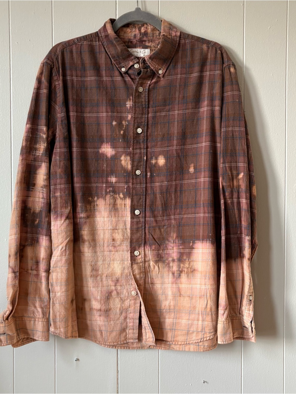 Grateful Dead Inspired Bleach Distressed Upcycled Flannel - Picture 4 of 10